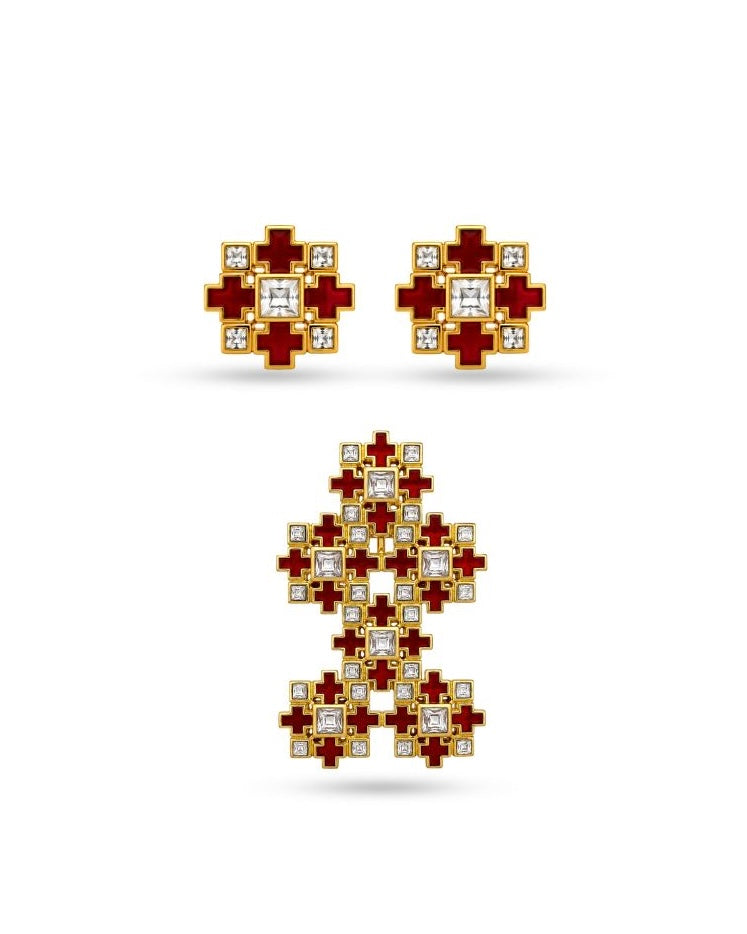 Reeva Polki Meenakari Pendant Set
