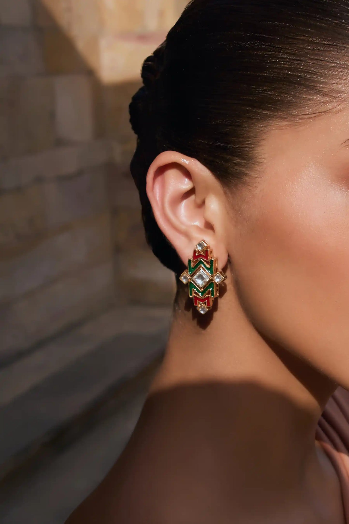 Rangoli Polki Meenakari Earrings