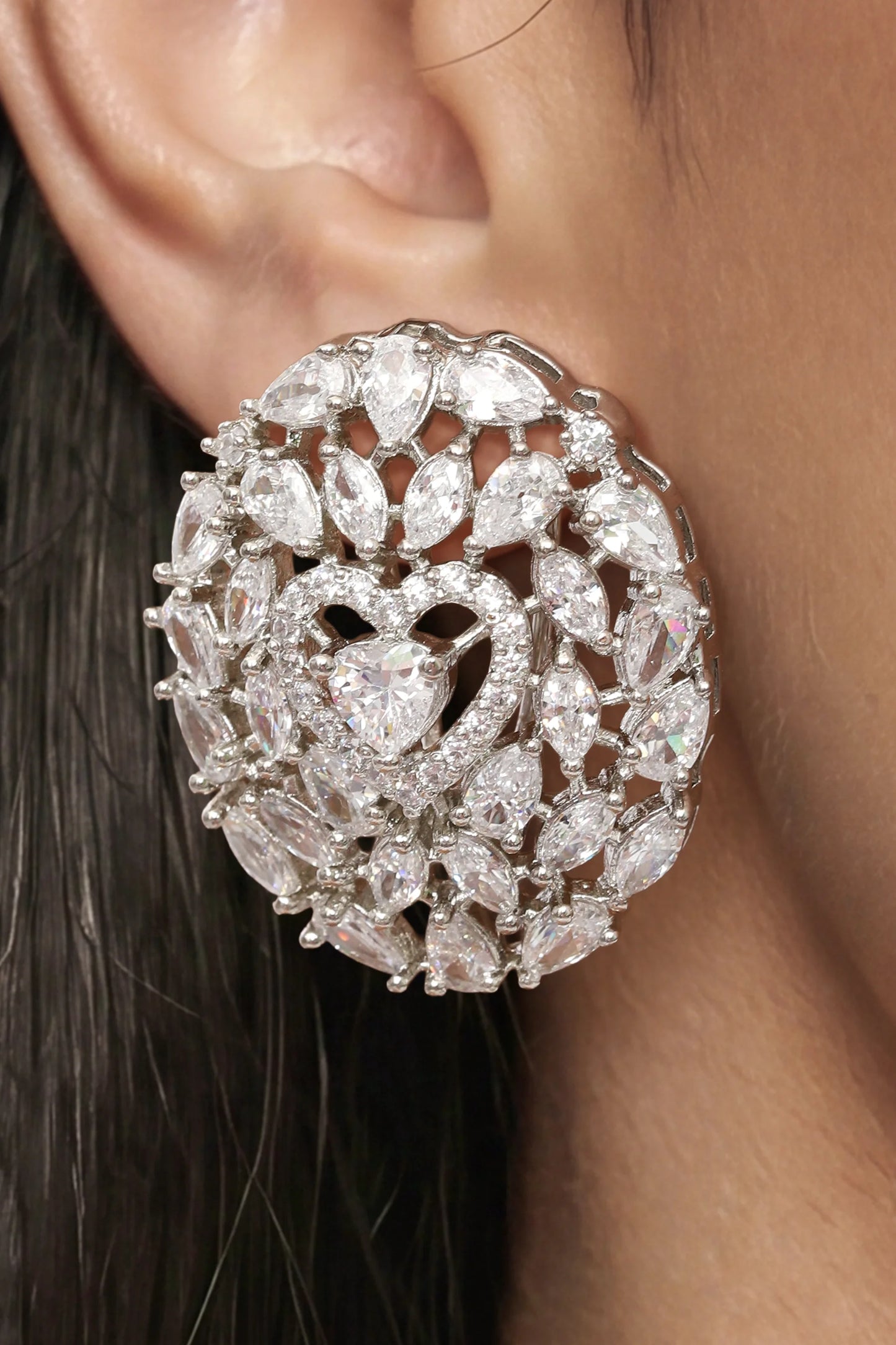 5 PM - Amber Heart Cygnet Diamond Studs