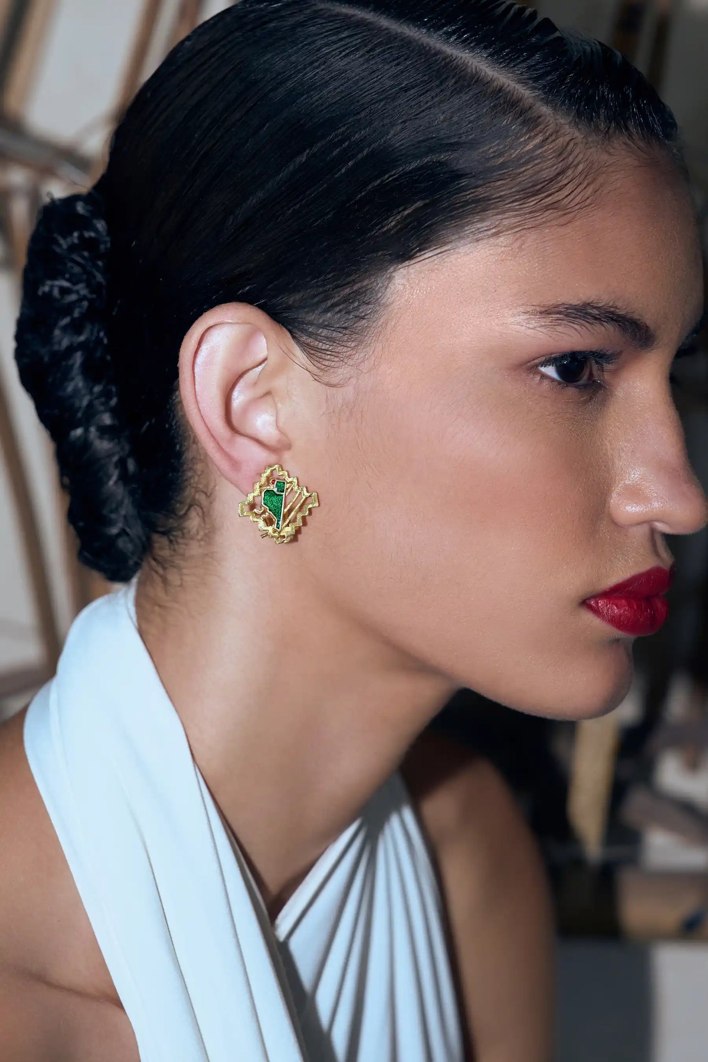 Panna Polki Meenakari Studs