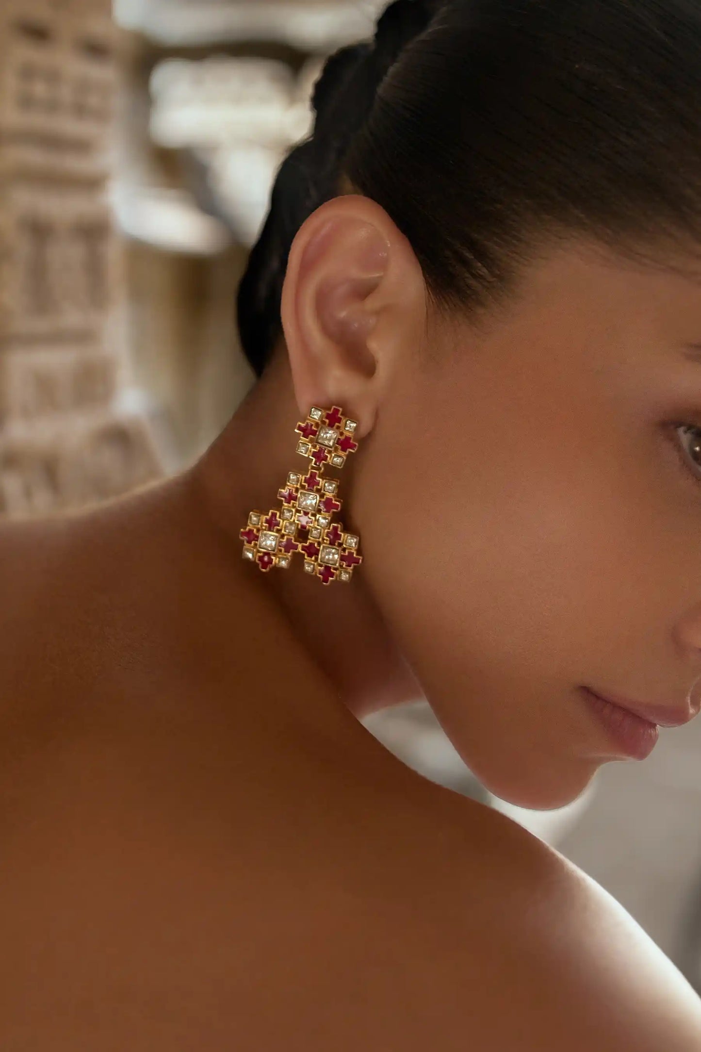 Reeti Polki Meenakari Chandelier Earrings