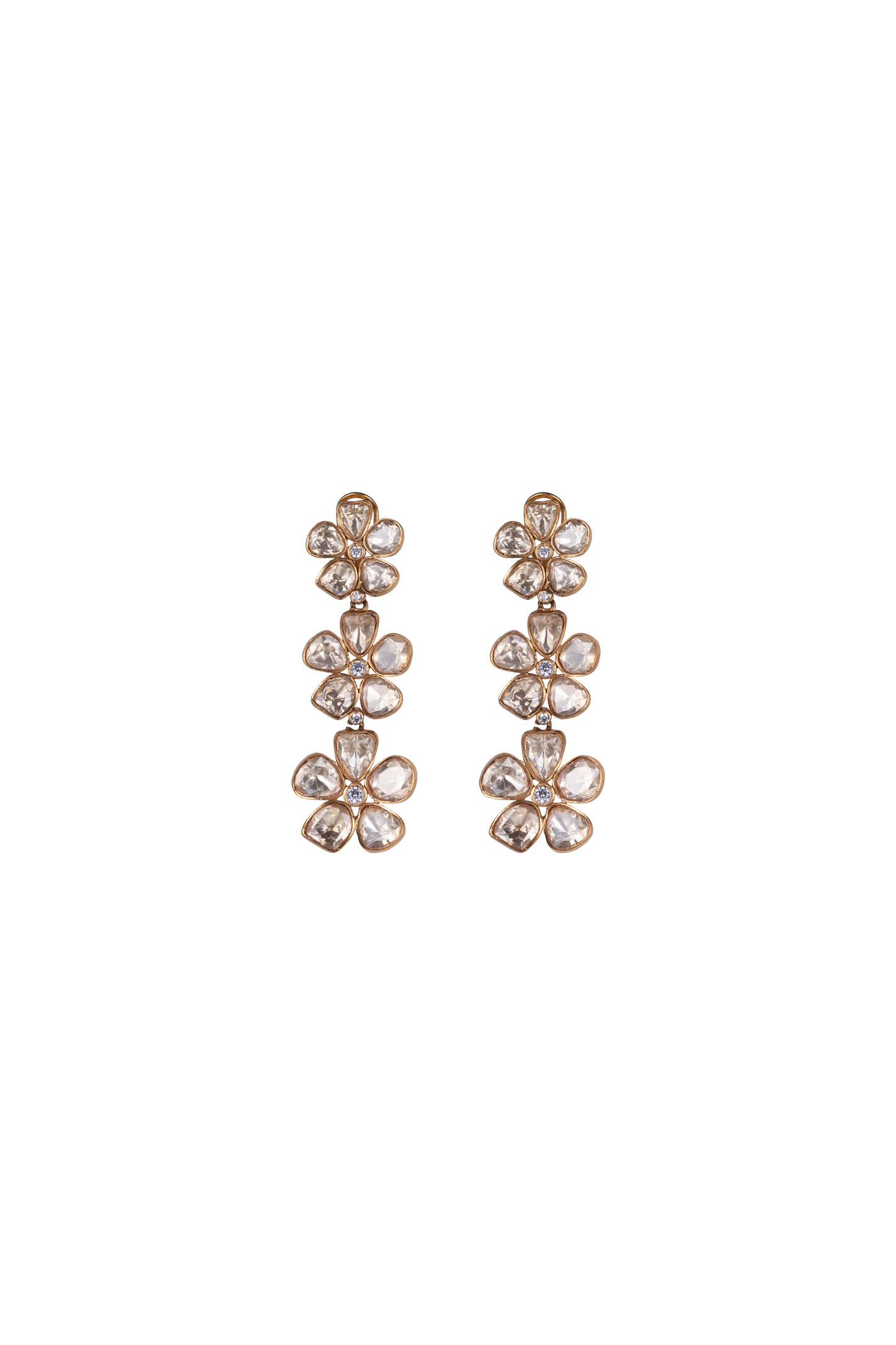 ANIKA WHITE POLKI EARRINGS WITH SEMI-PRECIOUS STONE WITH BASRA MOTI