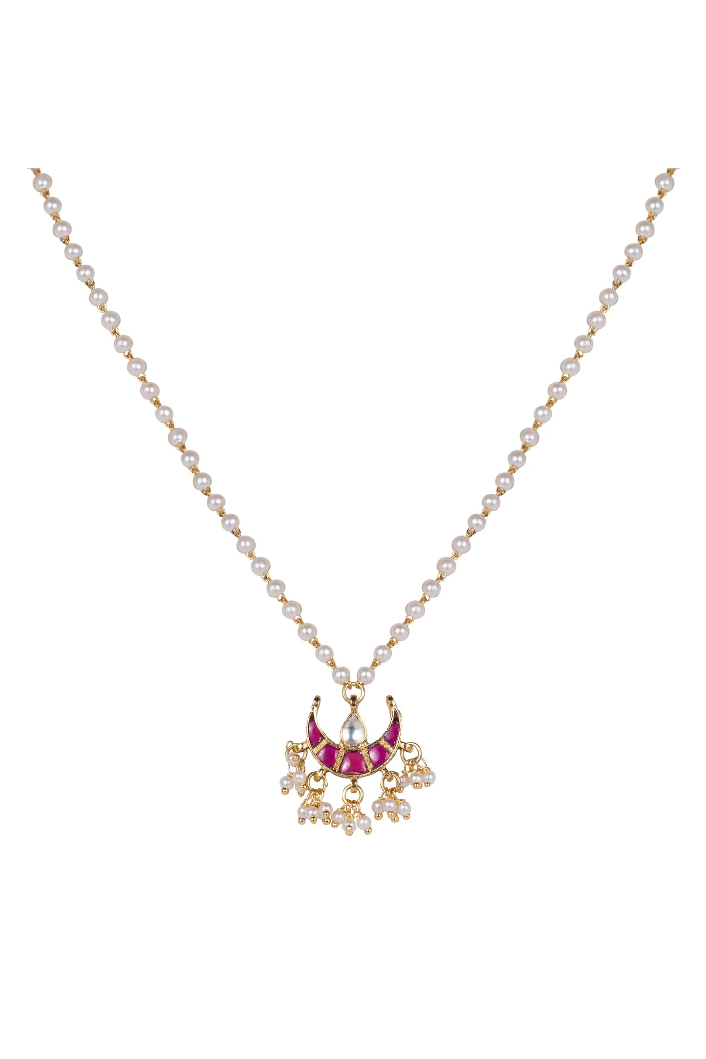 🎁 Chandini Half Moon Polki With Semi-precious Stone With Basra Moti