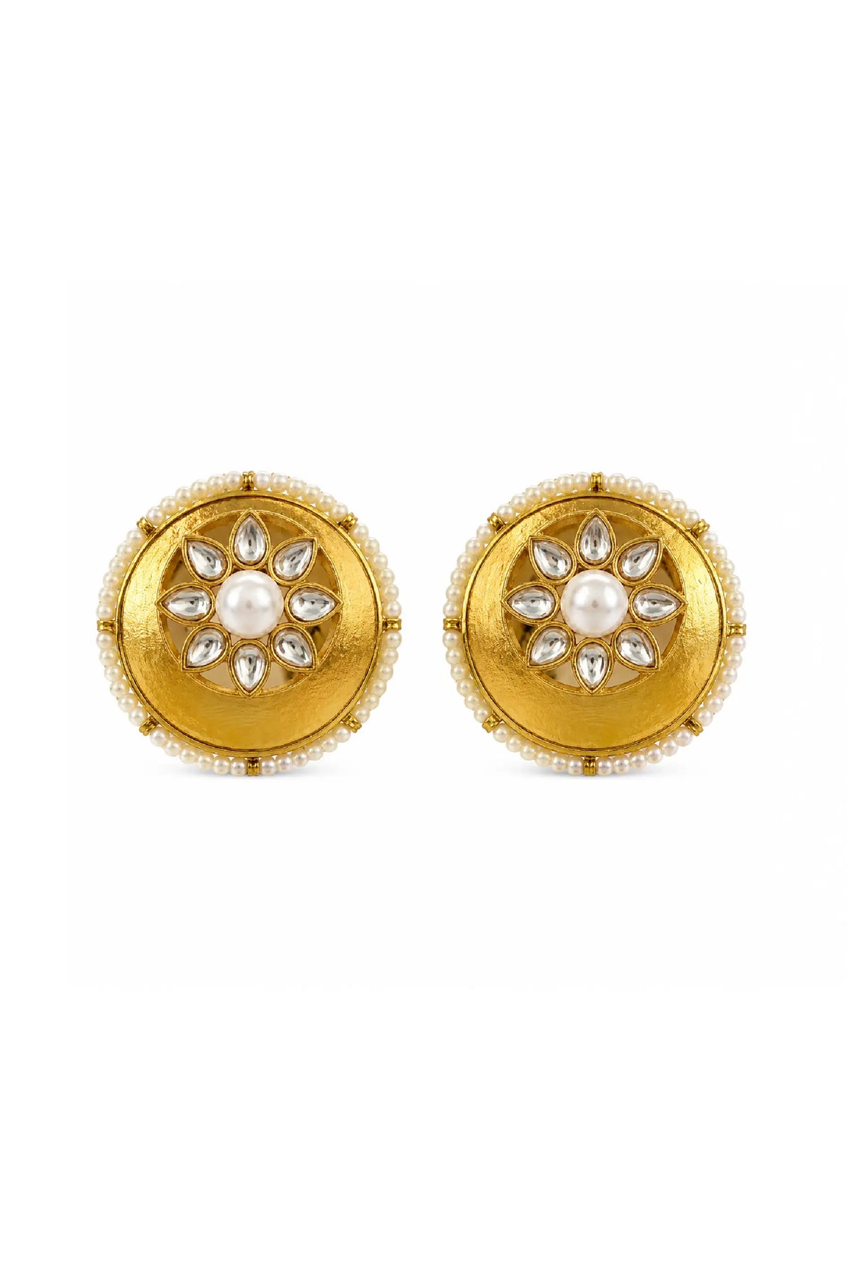 Royal Pearl Bloom Statement Stud Earrings