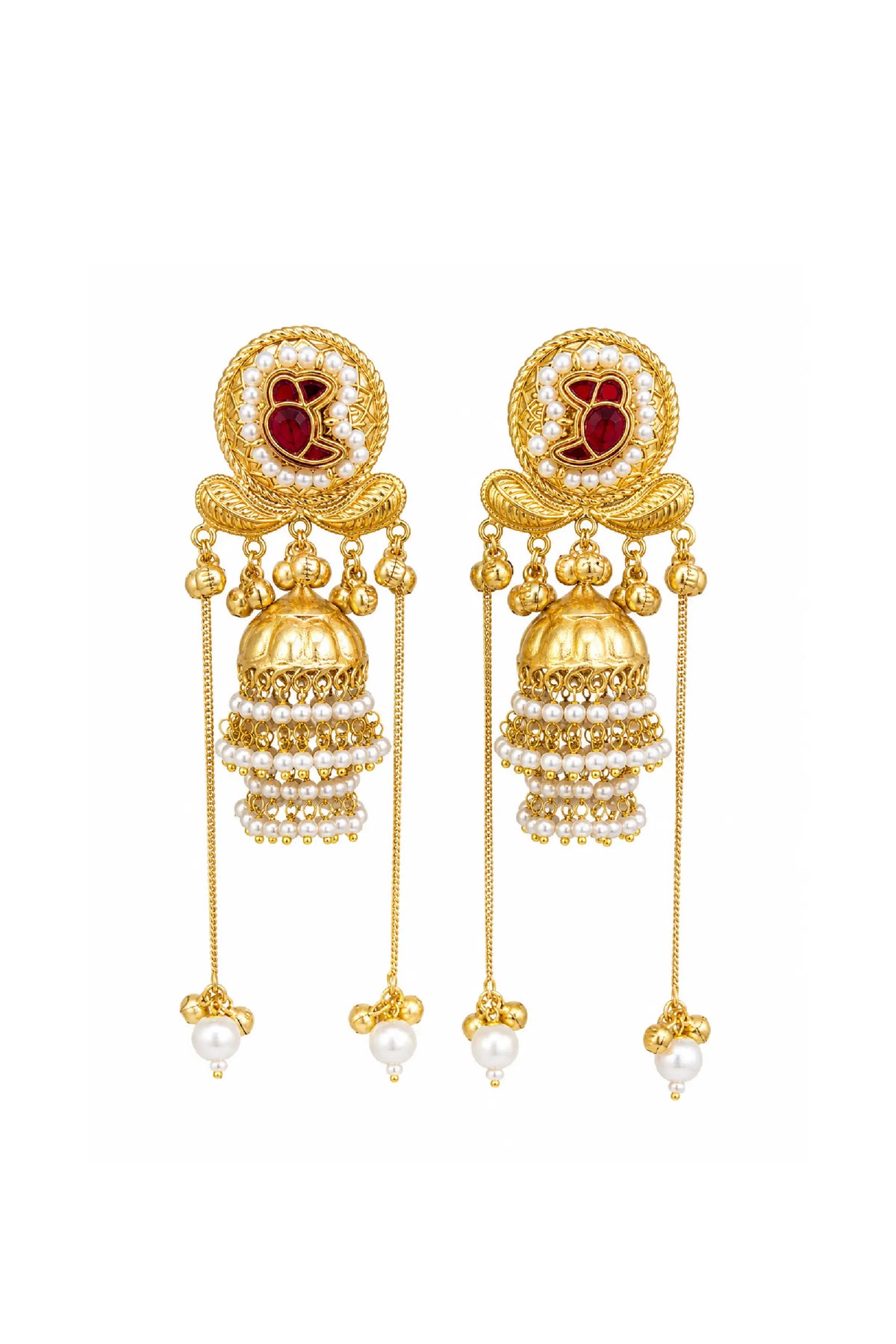 Ruby Heritage Pearl Jhumka Earrings