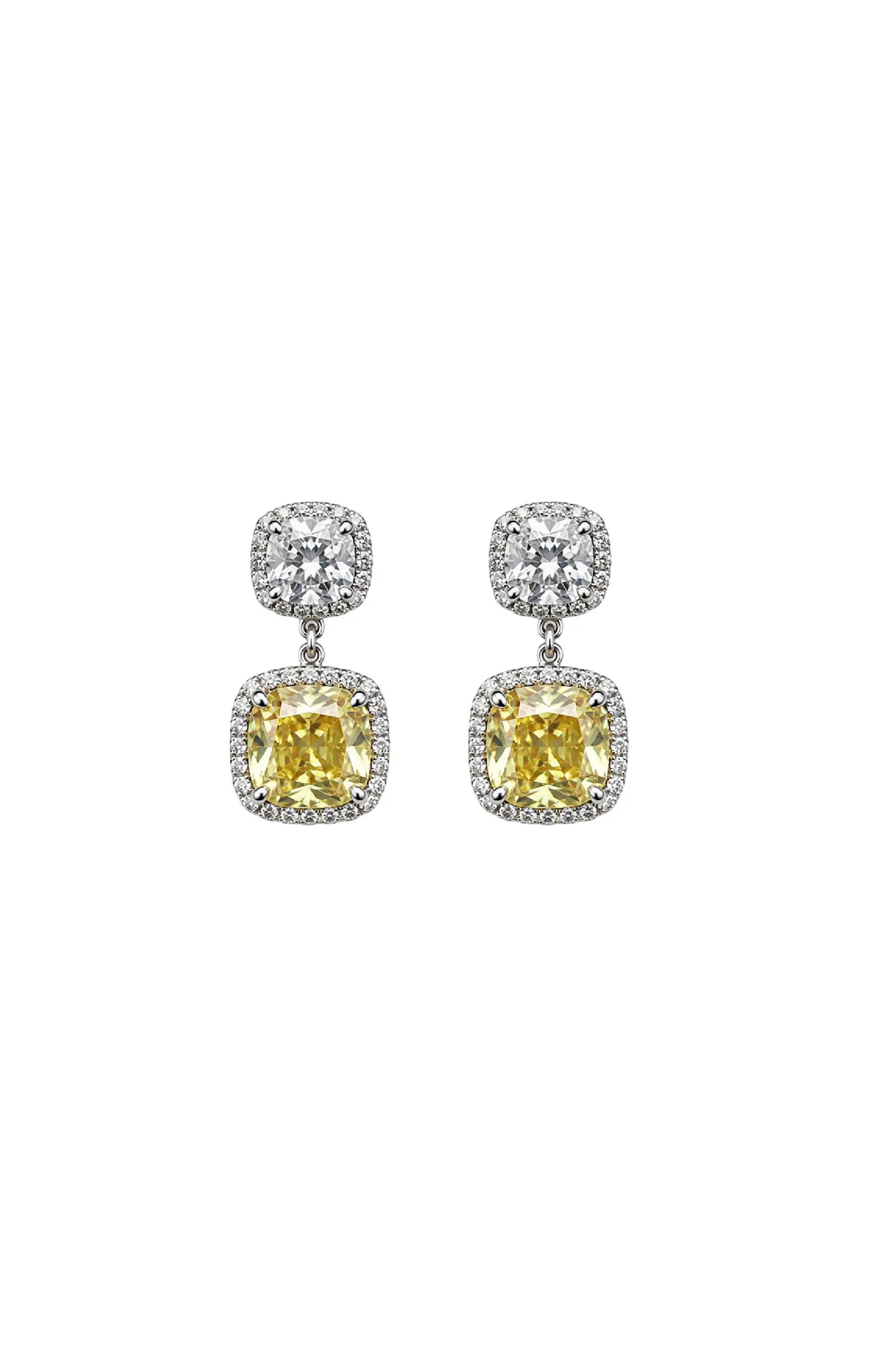 Lemon Radiance Cushion Drop Earrings