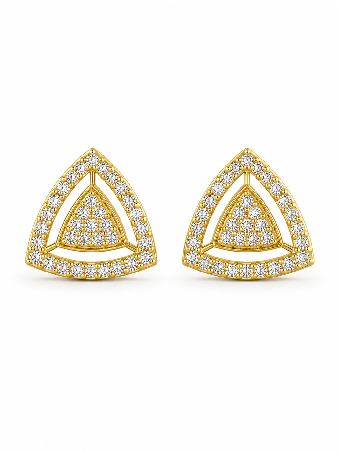 Diamond Trillion Cluster Halo Stud Earrings Gift Box