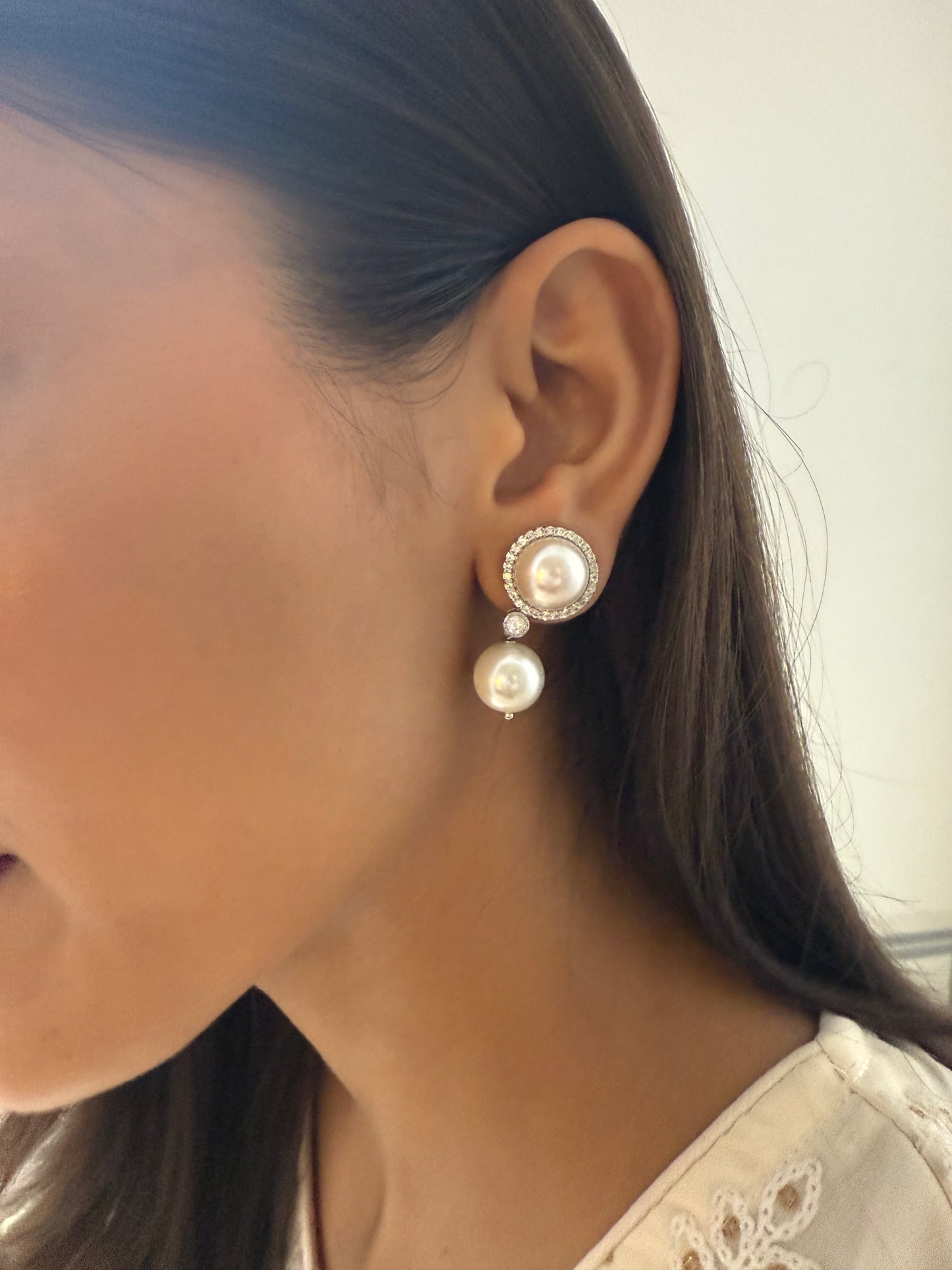 DOUBLE PEARL DROP EARRINGS