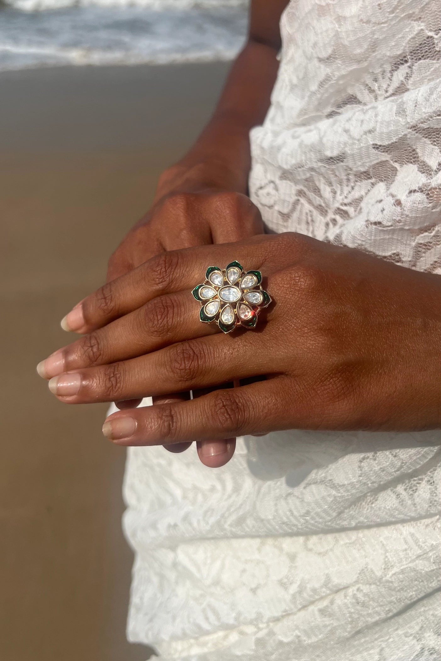 Riya Eight Petal Polki Ring