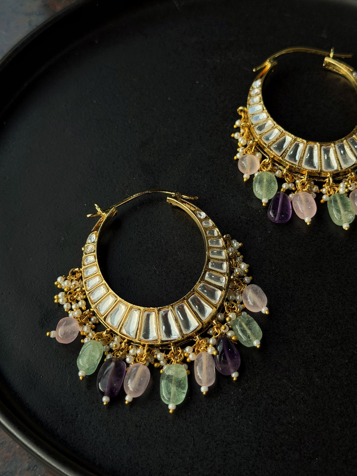 AASHNA POLKI CHANDBALIS WITH COLOURED BEADS