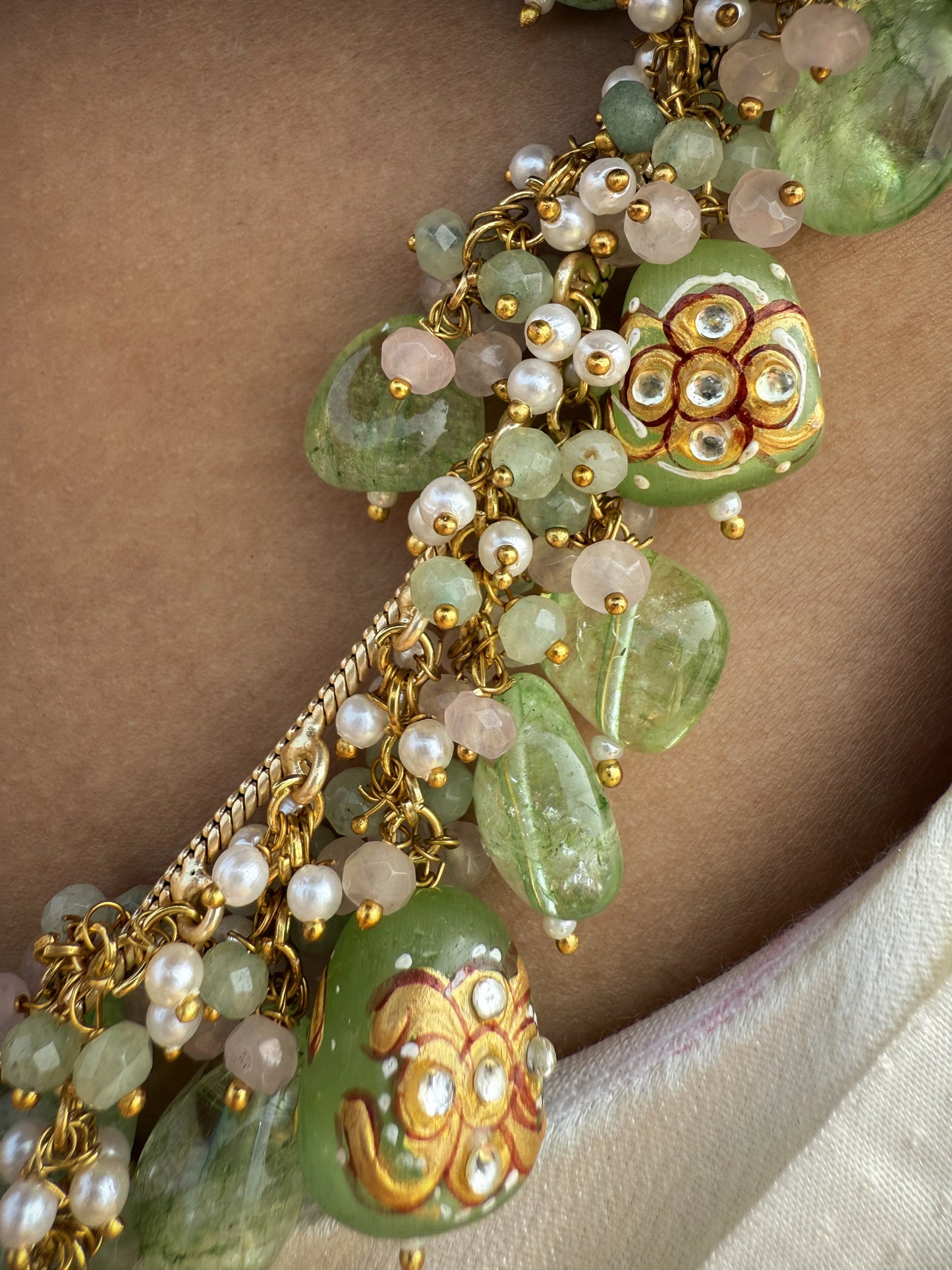 Asmita Green Aventurine Waterfall SP Necklace