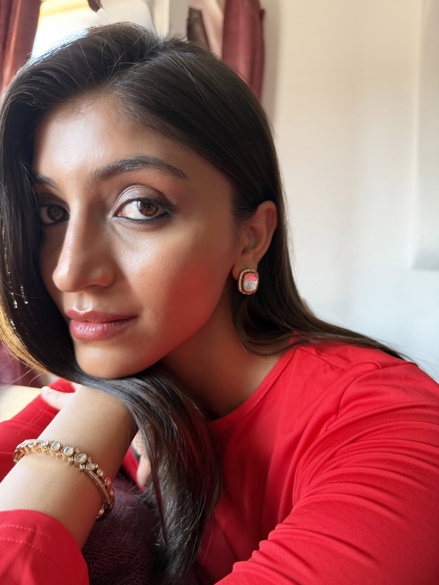 Apeksha White and Gold SP Polki Earrings