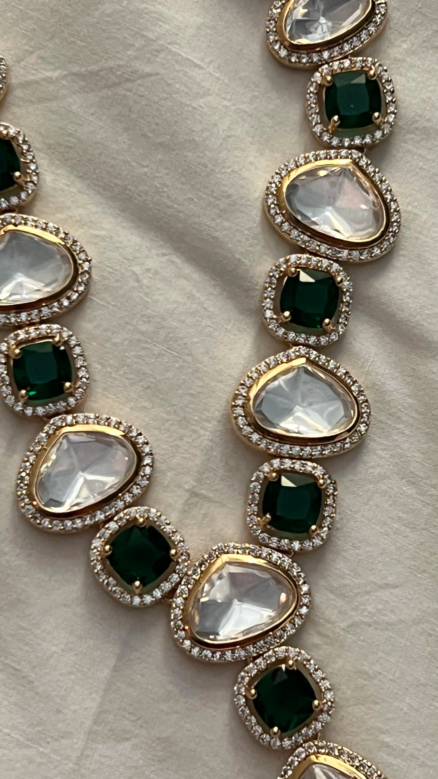 Noor Polki Moissanite Necklace Set