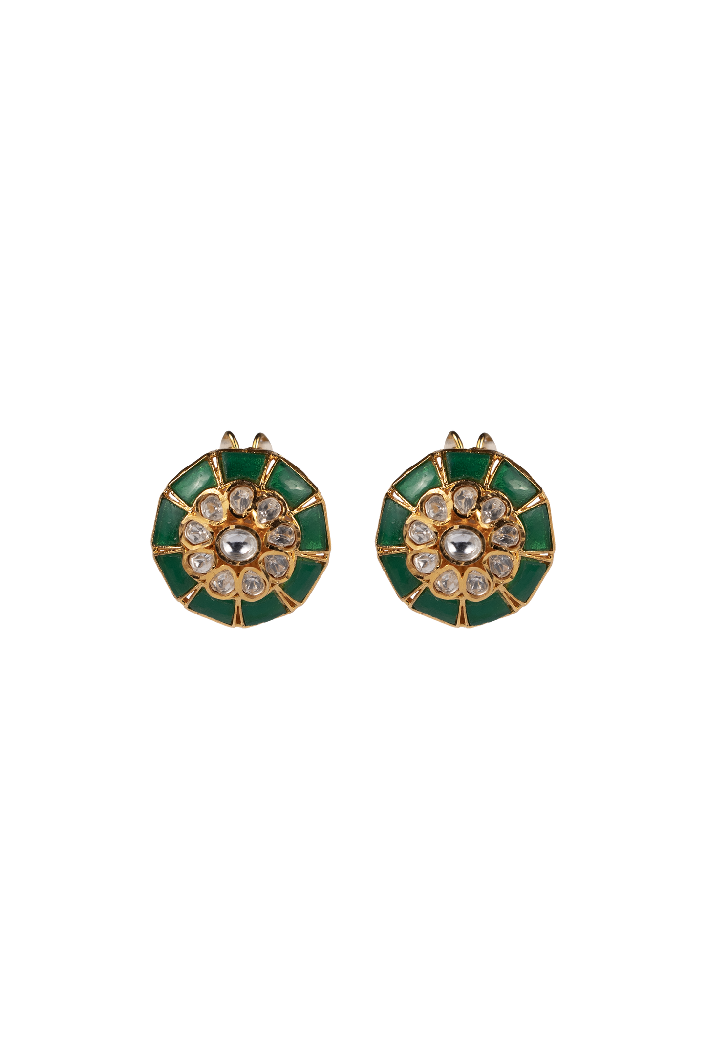 RICHA POLKI AND SP GREEN STONE STUDS