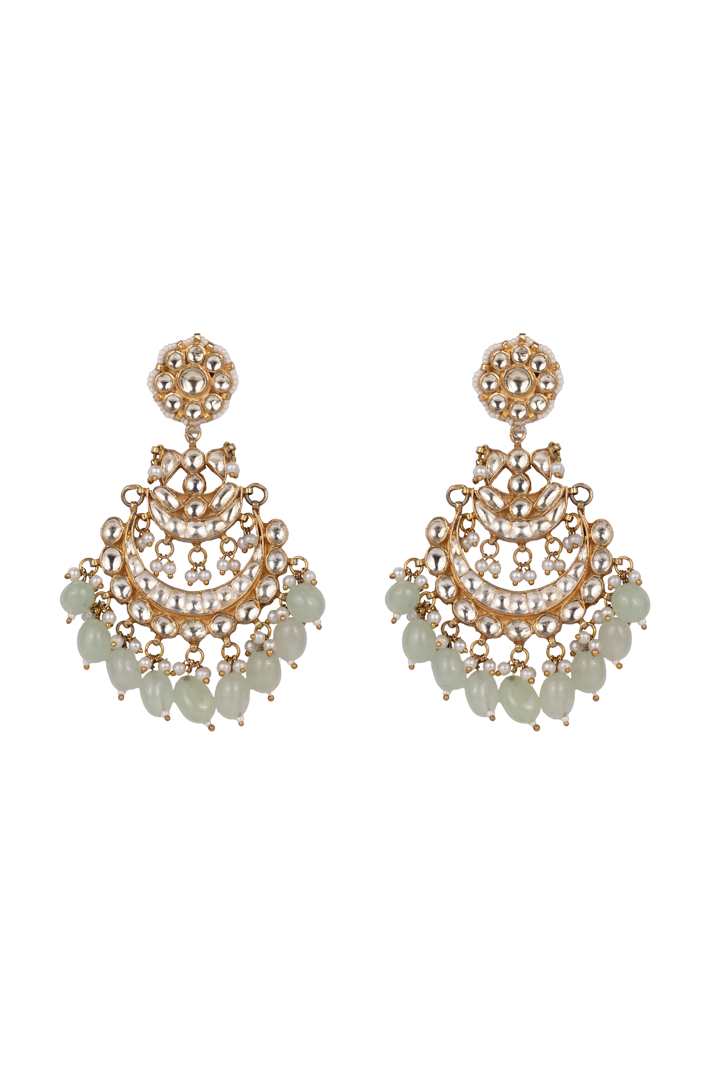 RIDHIKA POLKI WITH GREEN SEMI-PRECIOUS STONE WITH BASRA MOTI