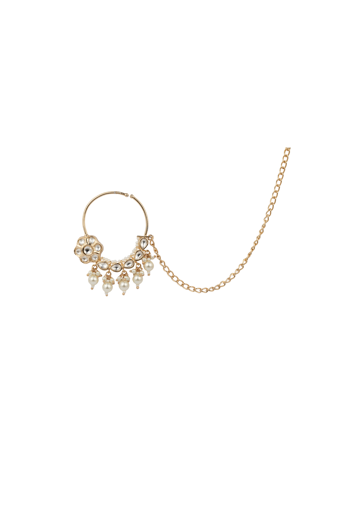 Sadhika Semi Precious Pearl Polki Nathani