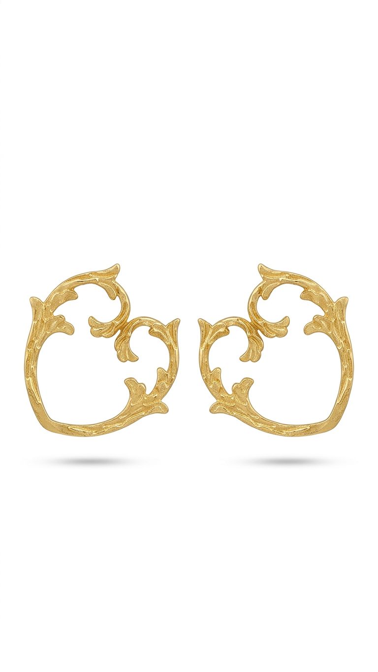 Vintage Gold Filigree Statement Stud Earrings