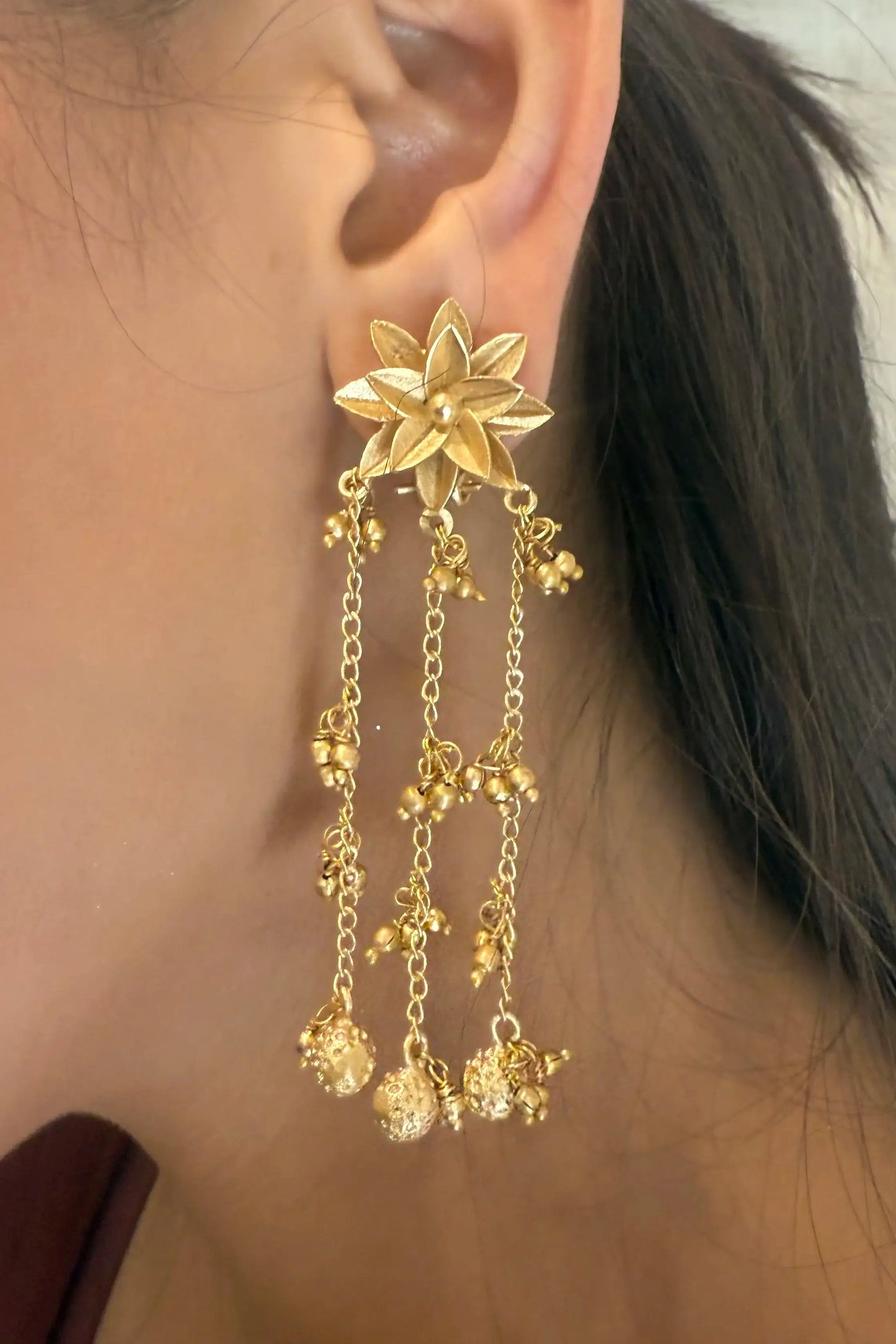 Rima Golden Rain Tassel Drop Earrings