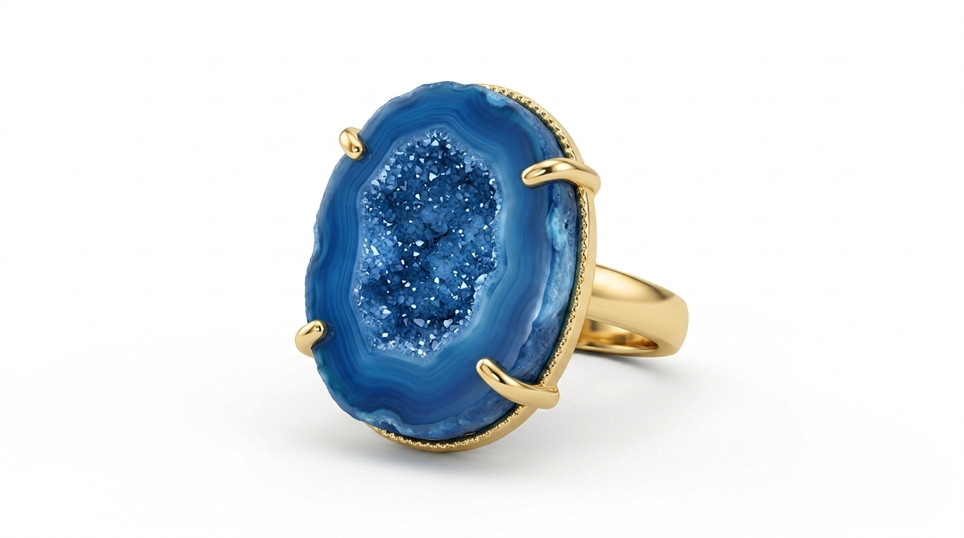 Oceanic Crust Sculptural Agate Ring
