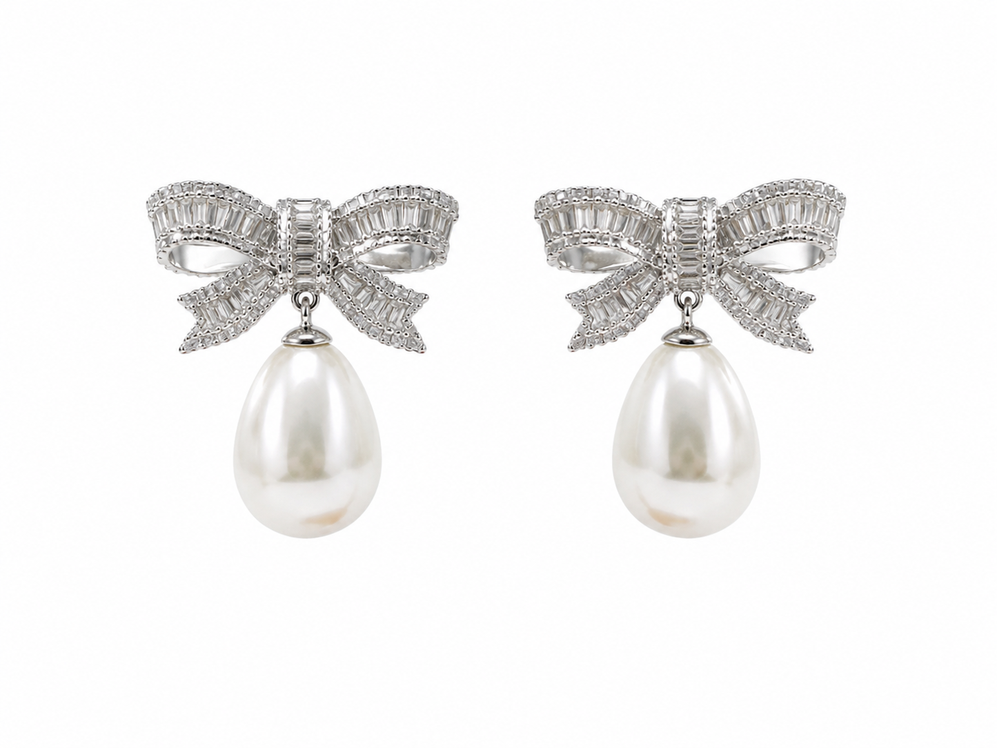 Celeste Bow Pearl Drop Earrings