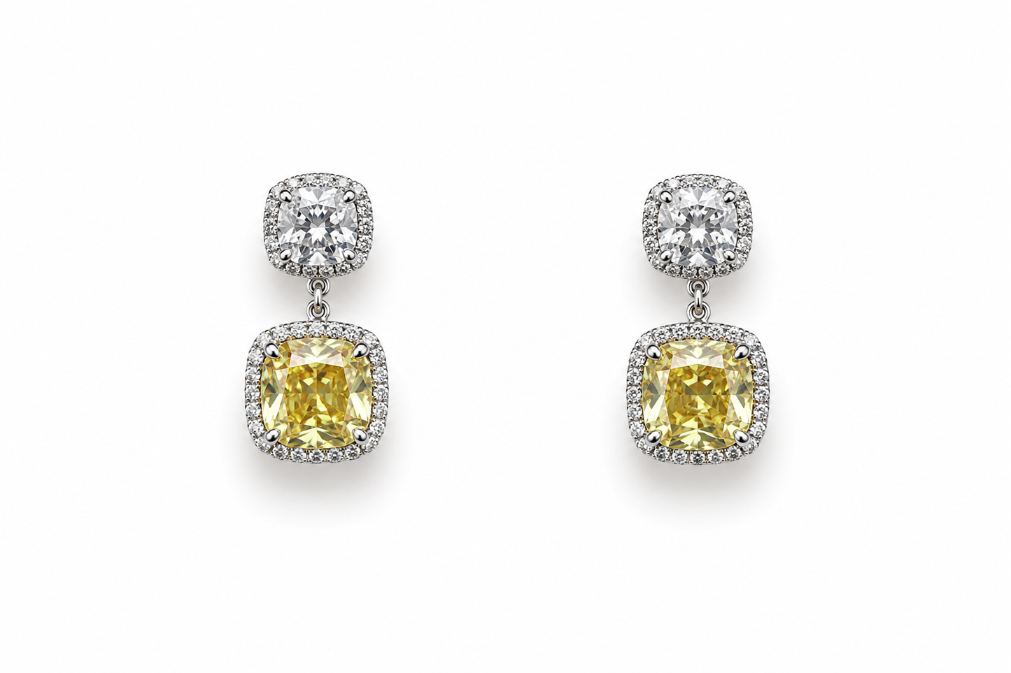 Lemon Radiance Cushion Drop Earrings