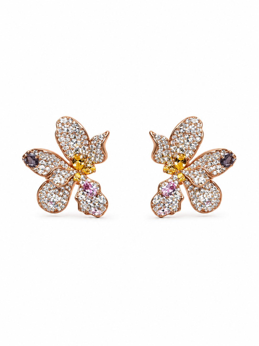Blush Petal Garden Sparkle Flower Earrings
