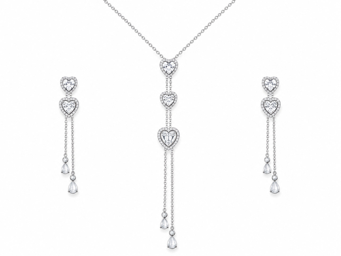 Eternal Heart Cascade Necklace Set