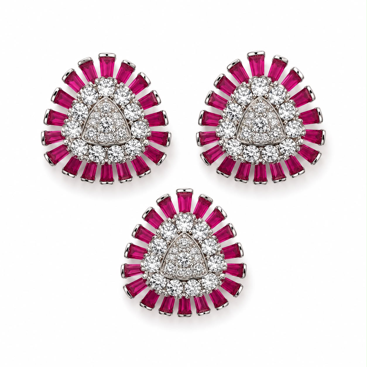 Ruby Blossom Halo Pendant Gift Box Set