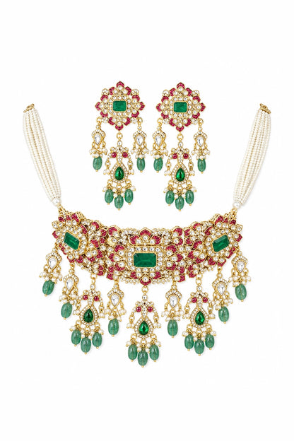Kiara Emerald Abundance Polki Choker Set