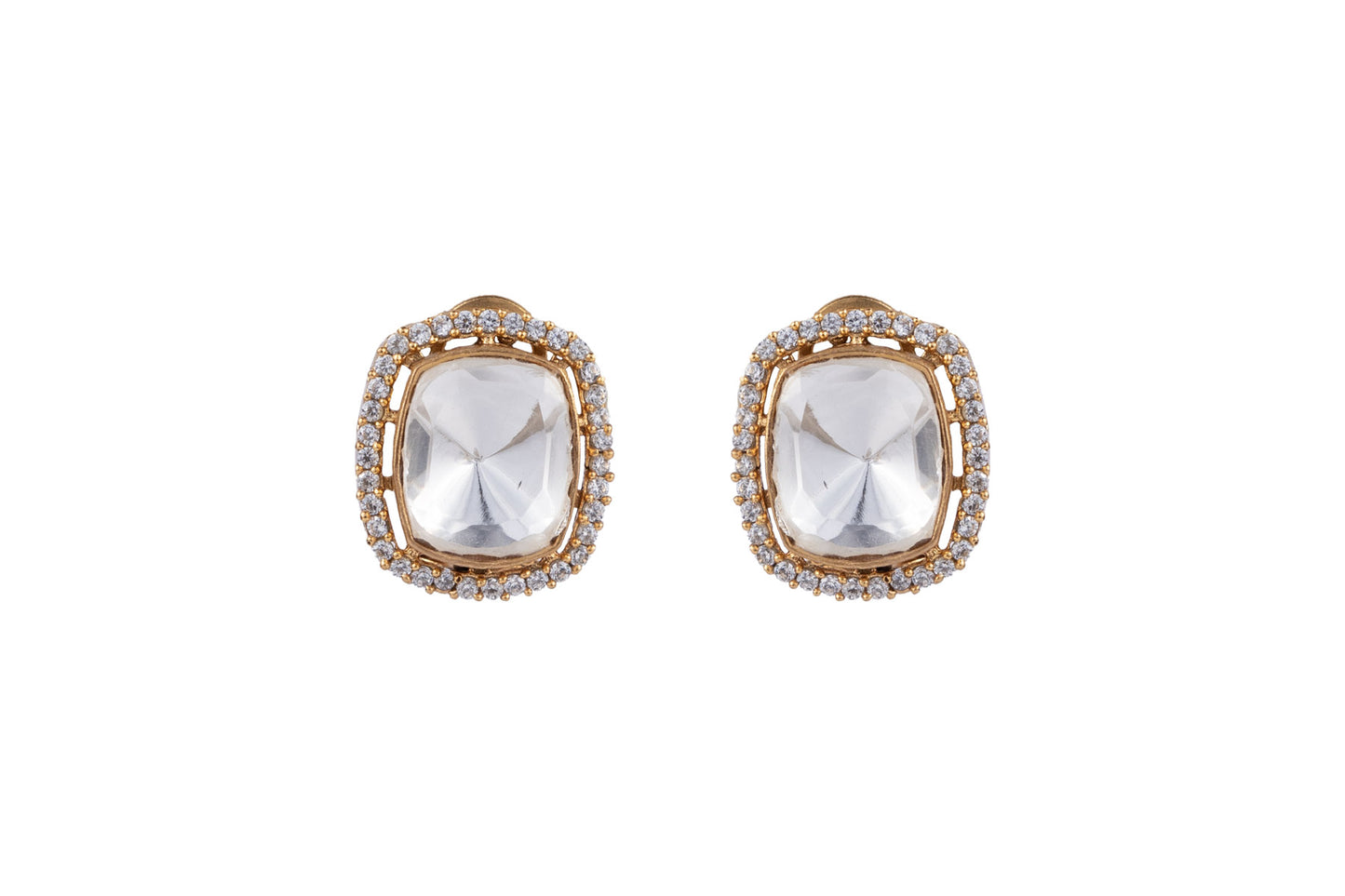 Apeksha White and Gold SP Polki Earrings