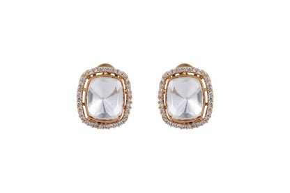 Apeksha White and Gold SP Polki Earrings