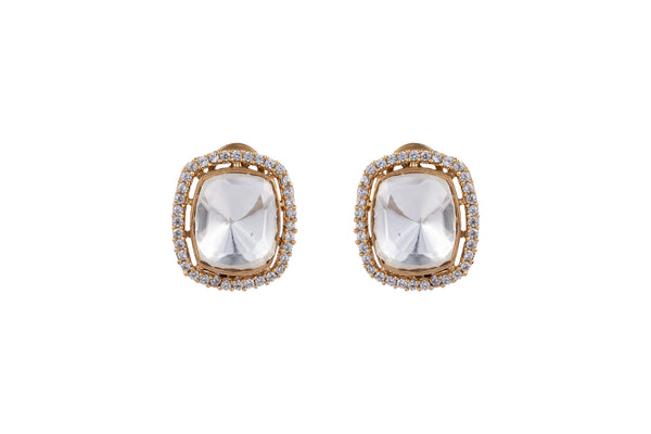 Apeksha White and Gold SP Polki Earrings