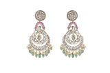 Ishani Mint Green Chandbali Multicoloured Stones SP Polki