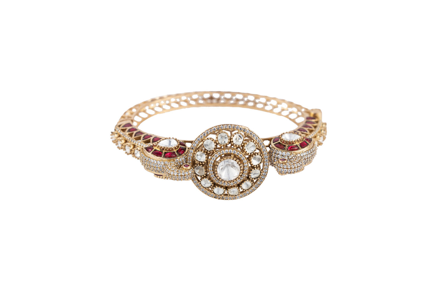 Kripa Temple Peacock SP Polki Bracelet