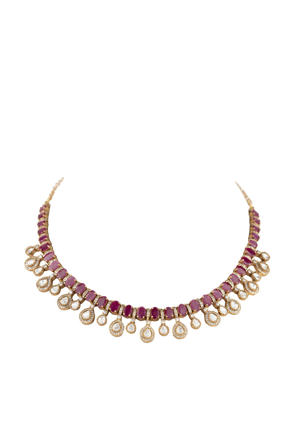 Parnika Red Kundan SP Necklace Set with Earrings