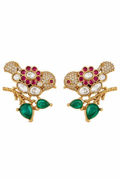 The Rani Kundan Meenakari Studs