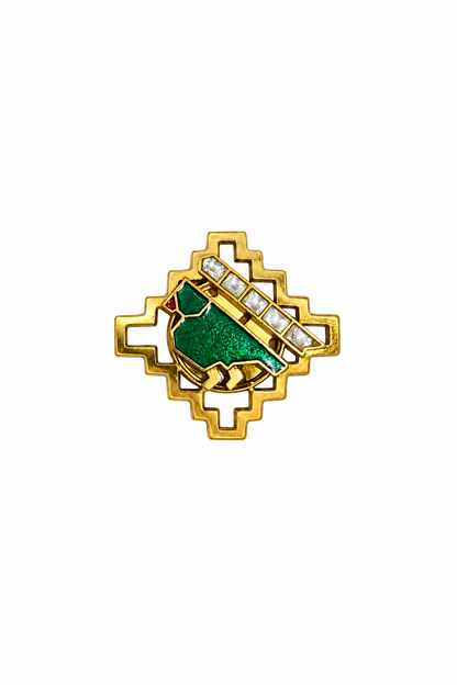 Emerald Tota Meenakari Button Cover