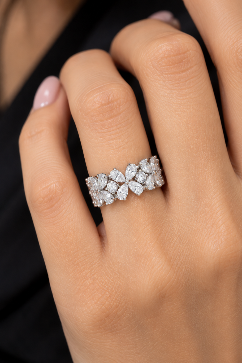 Aurora Bloom Floral Diamond Statement Ring