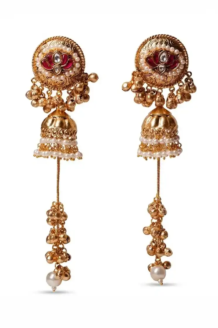 Raha Bell Tassel Polki Jhumka