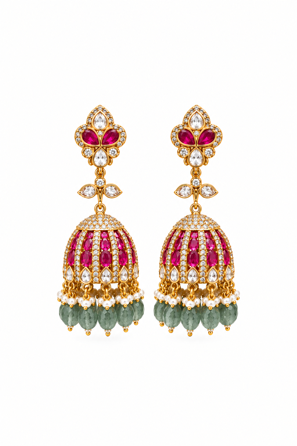 The Noor-e-Kundan Emerald & Ruby Jhumka Earrings