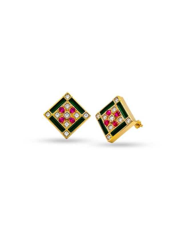 Kesar Polki Meenakari Studs