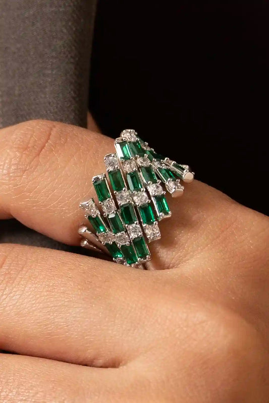 Emerald Cluster Cocktail Ring