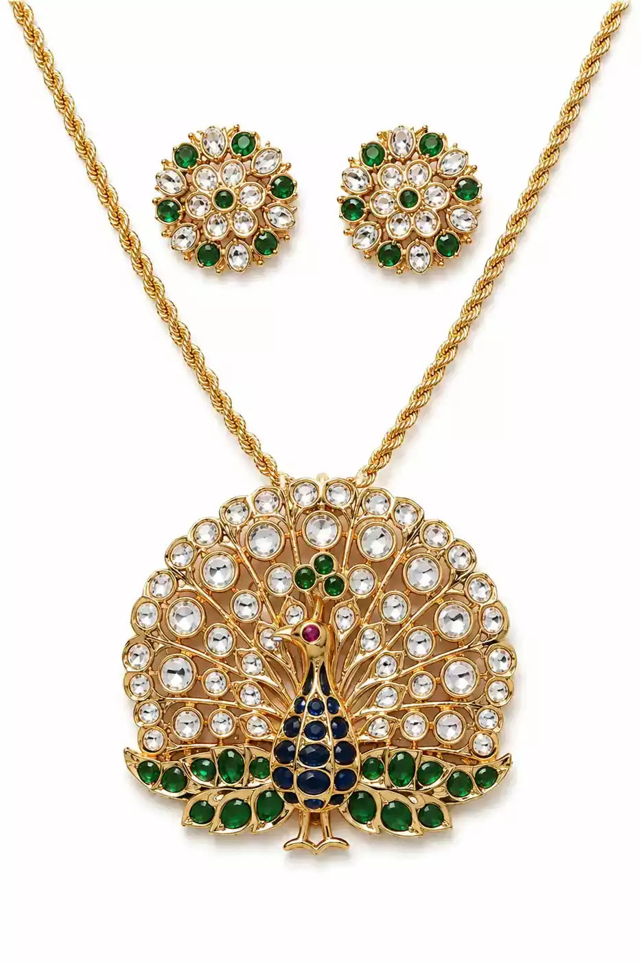 Meera Mayur Circle Polki Necklace Set