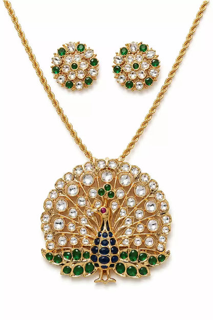 Meera Mayur Circle Polki Necklace Set