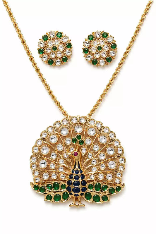 Meera Mayur Circle Polki Necklace Set