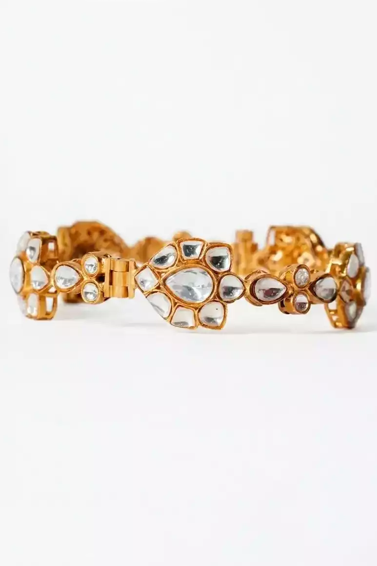 Anu Floral Polki Teardrop Bracelet