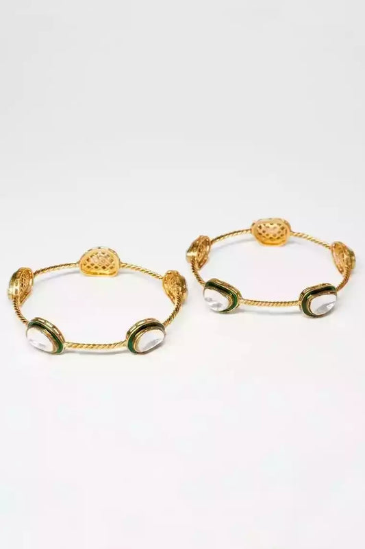 Omira Polki Meenakari Semi-Precious Bangle Set