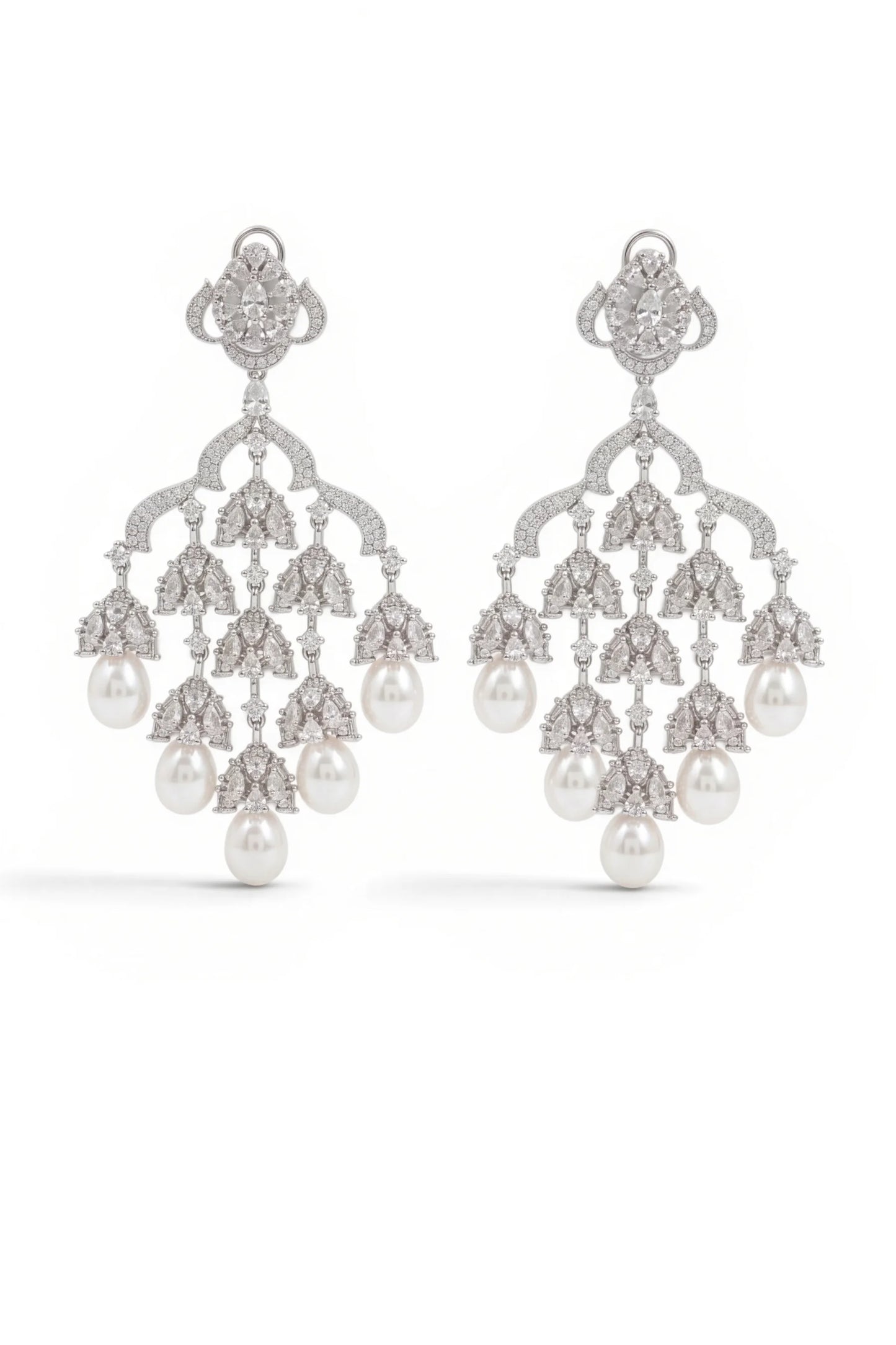 11 PM - Chandelier Cocktail Cygnet Diamond & Pearl Earrings