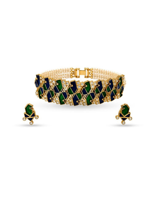Neelantara Polki Meenakari Choker Set