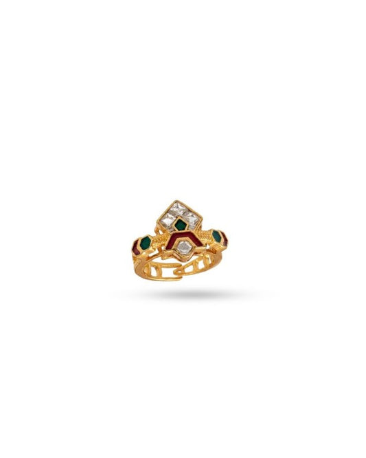 Shyama Polki Meenakari Statement Ring